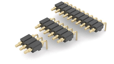 Single-Row, .055" Stroke Right-Angle Spring-Loaded Connectors