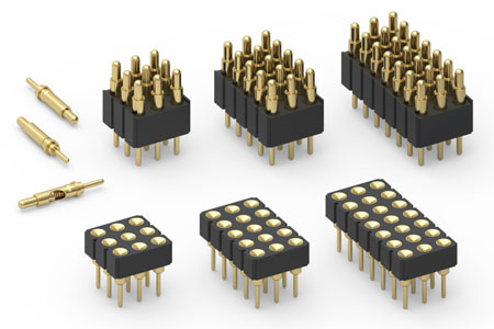 Triple Row Spring-Pin Connectors and Mating Target Connectors