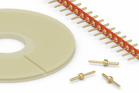 Low Profile, Removable Carriers for Male PCB Pins and Terminals