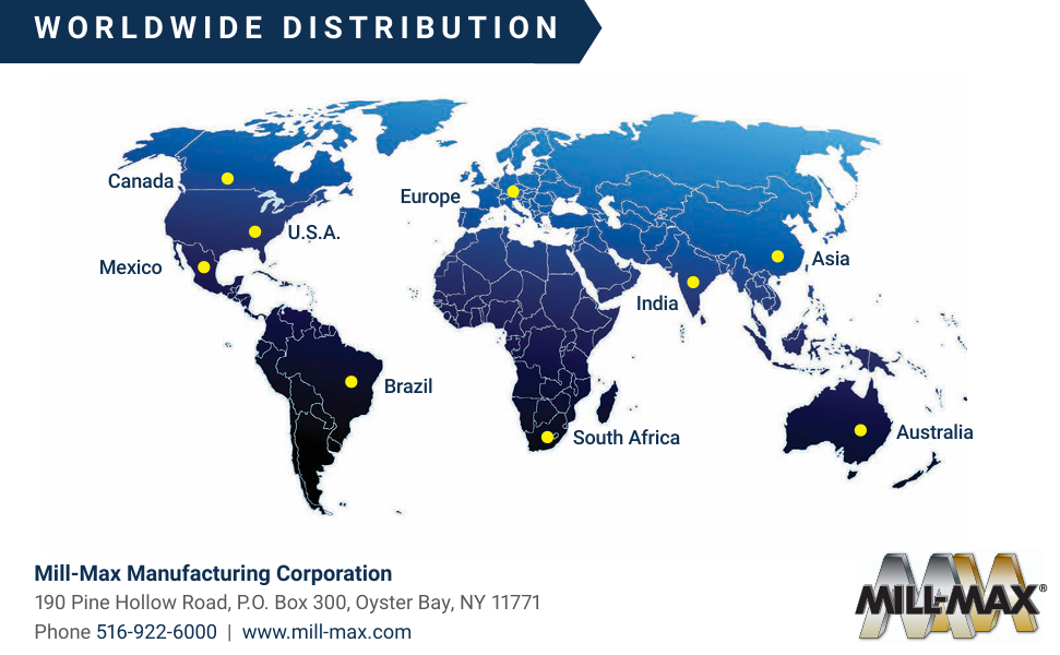 Mill-Max Worldwide Distribution Locations