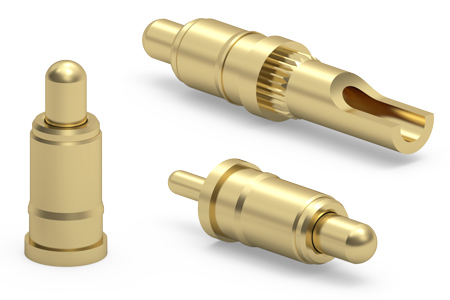 High Current, Small-Scale Spring-Loaded Pins