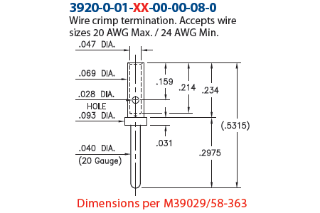 3920-0-01-34-00-00-08-0 - Wire Termination Pin - Crimp Type