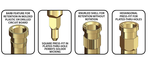 Press-fit PCB pins from Mill-Max are designed for plated-through holes